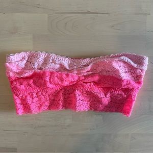 Victoria secret pink lace Bandeau top size small neon